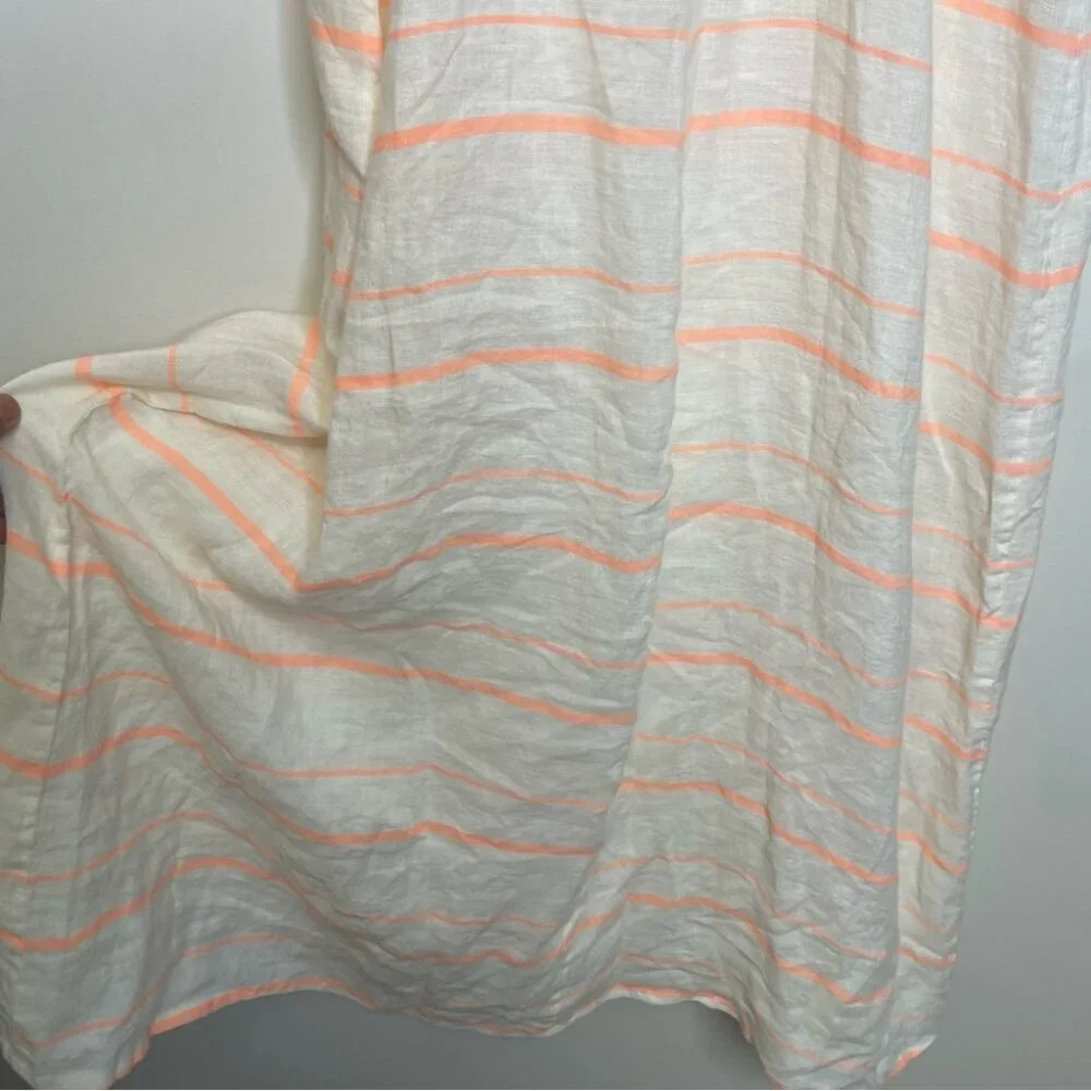 J.CREW Linen Cotton Blend Peach Cream Stripes Midi Dress No Size Tag - Picture 11 of 15